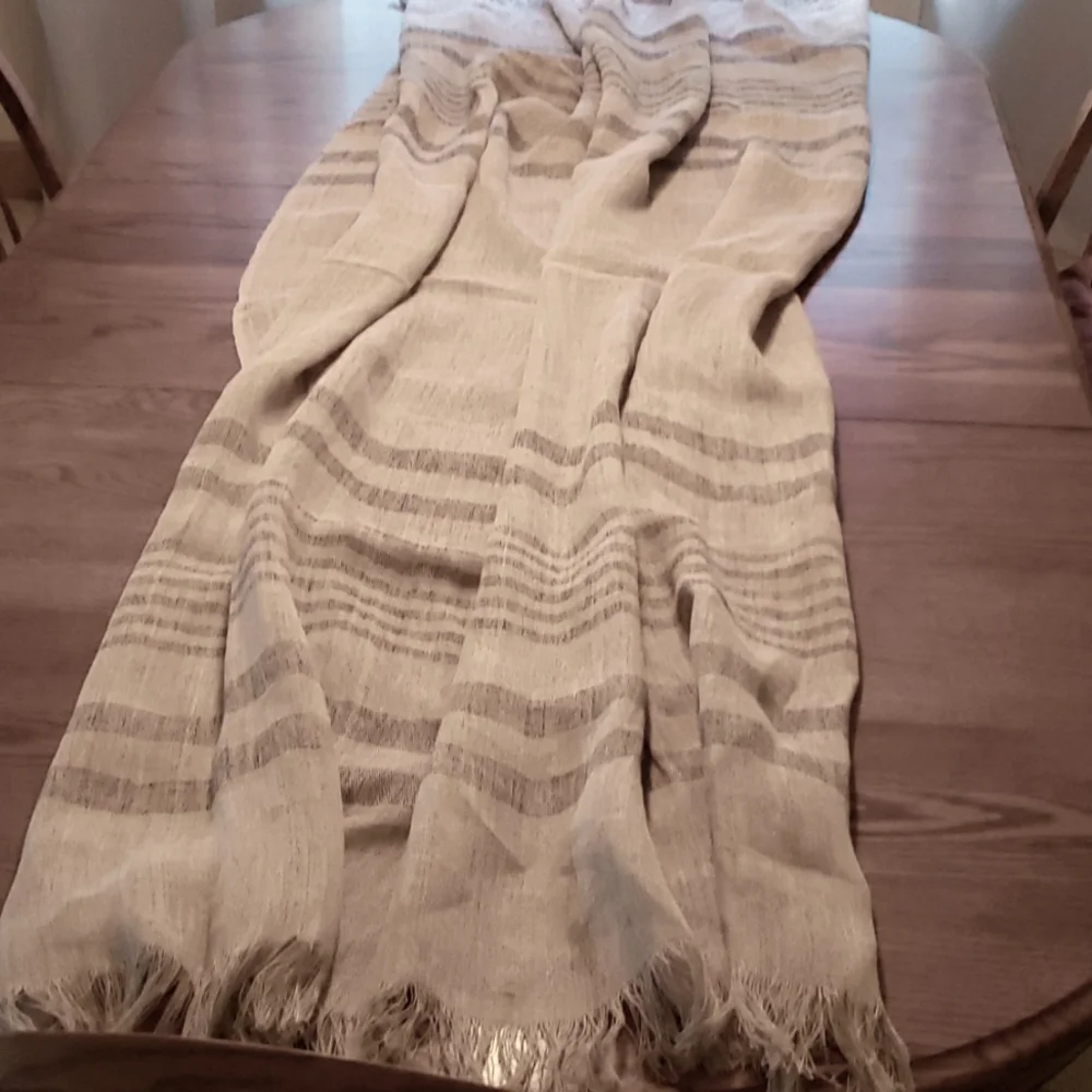 Arhaus NWOT Linen Striped Table Cloth Runner